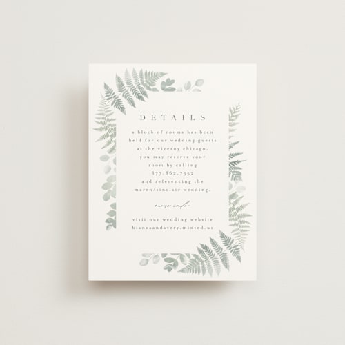 This is a fern enclosure cards with standard by Kristie Kern called gilded woodland printing on signature in standard