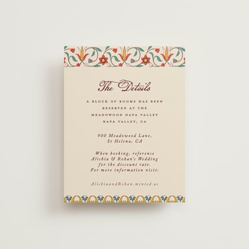 This is a ivory enclosure cards with standard by Sherley Ferreira called mughal gardens printing on signature in standard