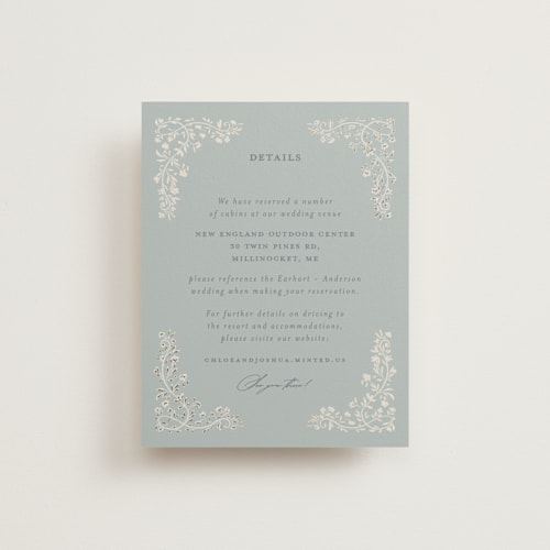 This is a something blue enclosure cards with foil pressed by Gwen Bedat called floral romance printing on signature in standard