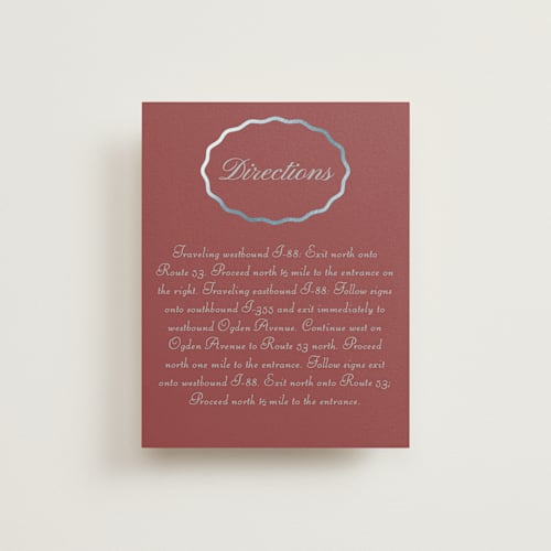This is a burgundy enclosure cards with foil pressed by Baumbirdy called scallop frame printing on signature in standard