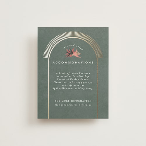 This is a coral enclosure cards with foil pressed by Julie Hebert called birds of paradise printing on signature in standard