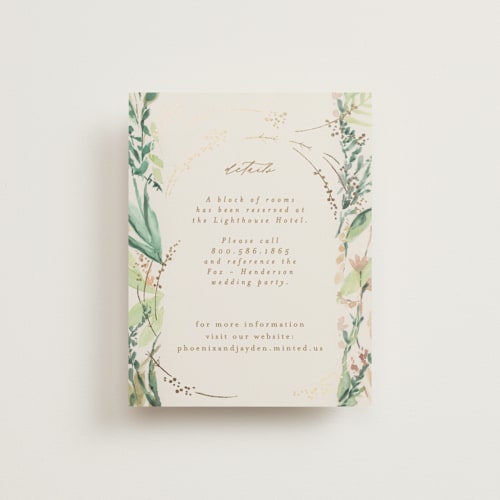 This is a greenery enclosure cards with foil pressed by Phrosné Barwood called fresh tropical printing on signature in standard