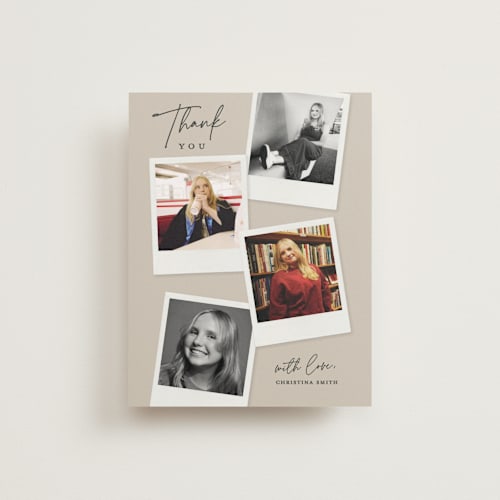 This is a dune graduation thank you cards with standard by Kerry Doyle called instant elegance printing on signature in standard