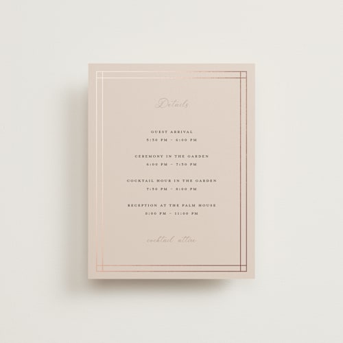 This is a rose foil stamped wedding invitations with foil pressed by Ani Somi called champagne printing on signature in standard
