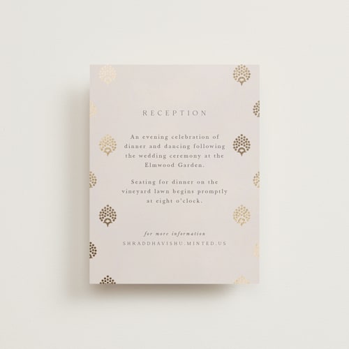 This is a celestial foil stamped wedding invitations with foil pressed by Deynaaz Daraei called shraddha printing on signature in standard