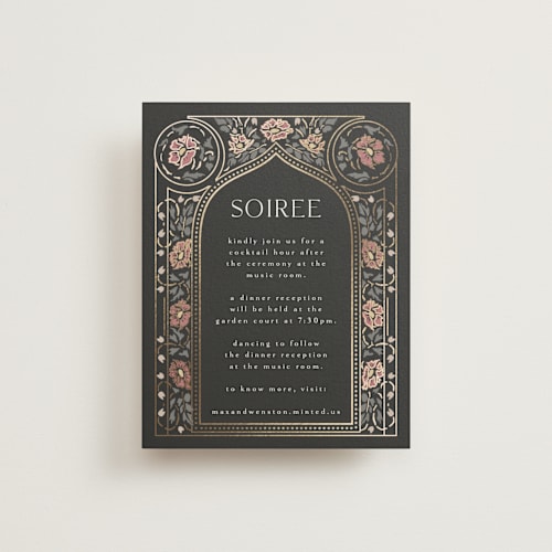This is a ebony foil stamped wedding invitations with foil pressed by Ana de Sousa called timeless nature printing on signature in standard