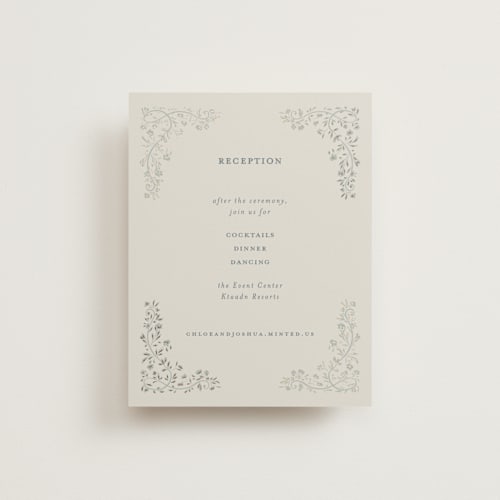 This is a something blue foil stamped wedding invitations with foil pressed by Gwen Bedat called floral romance printing on signature in standard