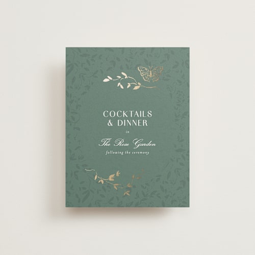 This is a eucalyptus foil stamped wedding invitations with foil pressed by Simona Camp called southern romance printing on signature in standard
