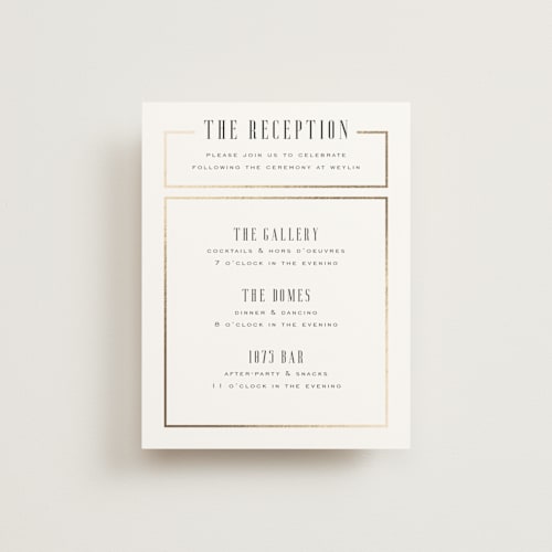 This is a lily foil stamped wedding invitations with foil pressed by Heather Schertzer called documentary printing on signature in standard