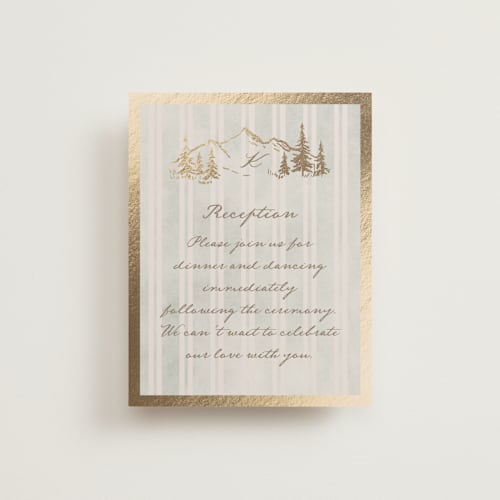 This is a dew foil stamped wedding invitations with foil pressed by Petra Kern called mountain love printing on signature in standard