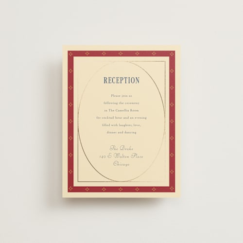 This is a navy foil stamped wedding invitations with foil pressed by Baumbirdy called woven printing on signature in standard