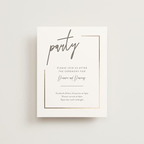 This is a milk white foil stamped wedding invitations with foil pressed by Robin Ott called balanced printing on signature in standard