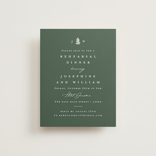 This is a pine reception cards with standard by Amy Kross called mountain ridge printing on signature in standard