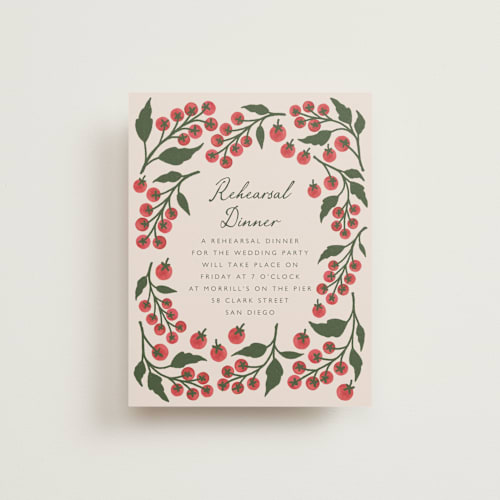This is a tomato reception cards with standard by Katharine Watson called cherry tomatoes printing on signature in standard