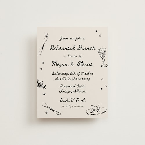 This is a lace reception cards with standard by Cass Loh called simple monogram printing on signature in standard