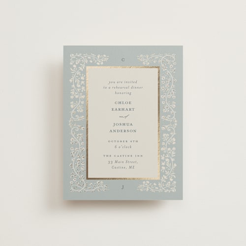 This is a something blue enclosure cards with foil pressed by Gwen Bedat called floral romance printing on signature in standard