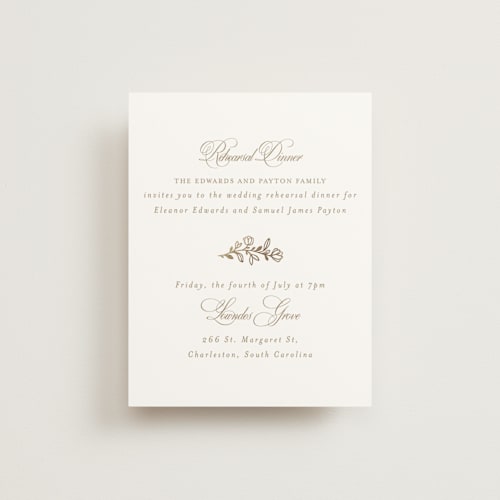 This is a ivory enclosure cards with foil pressed by Mansi Verma called gold crest printing on signature in standard