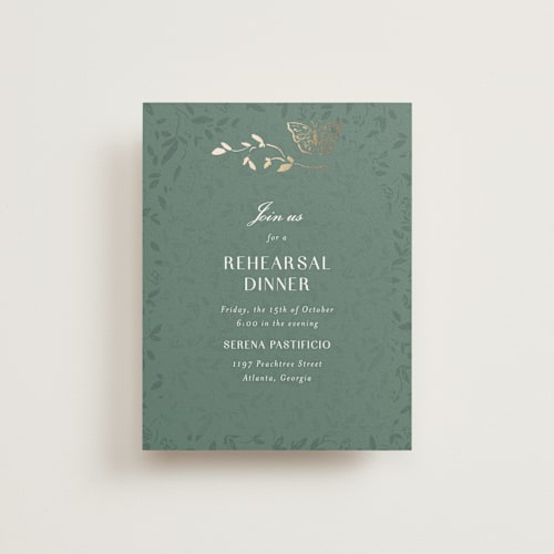 This is a eucalyptus enclosure cards with foil pressed by Simona Camp called southern romance printing on signature in standard