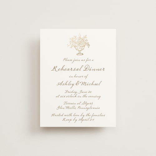 This is a ivory enclosure cards with foil pressed by Cass Loh called boho flower crest printing on signature in standard