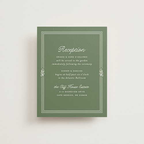 This is a leaf reception cards with standard by Kate Ahn called court printing on signature in standard