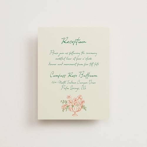 This is a garden reception cards with standard by Cass Loh called tablescape drawing printing on signature in standard