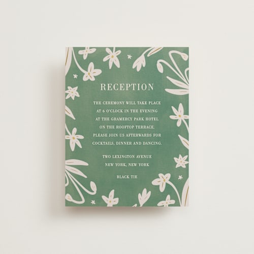 This is a emerald reception cards with standard by Ani Somi called friendly flowers printing on signature in standard