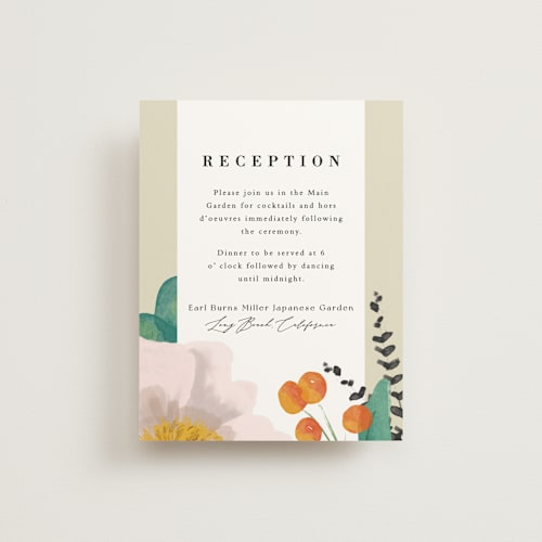 This is a wheat reception cards with standard by Keen Peachy called floral splash printing on signature in standard