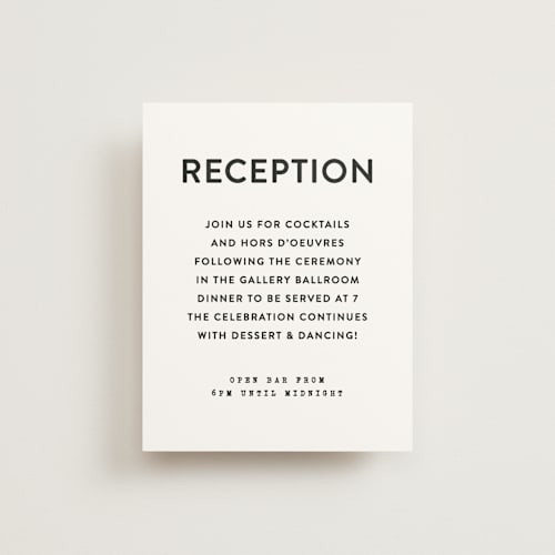 This is a lemon drop reception cards with standard by Hooray Creative called painted chevrons printing on signature in standard