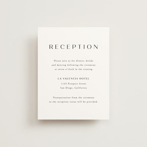 This is a diamond reception cards with standard by Annie Shapiro called arguello printing on signature in standard