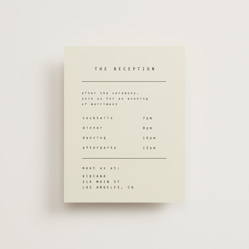 This is a vanilla reception cards with standard by Blustery August called nonnette printing on signature in standard