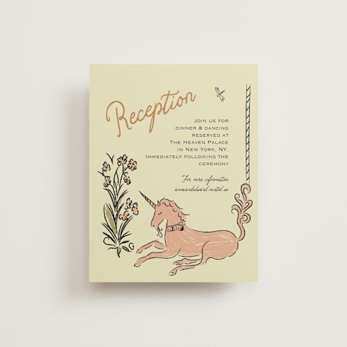 This is a oat reception cards with standard by Helena Vitto called love rests in a garden printing on signature in standard