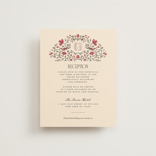 This is a almond reception cards with standard by Jenna Holcomb called tapestry printing on signature in standard