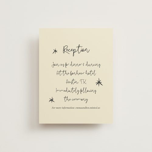 This is a champagne reception cards with standard by Helena Vitto called modern love printing on signature in standard
