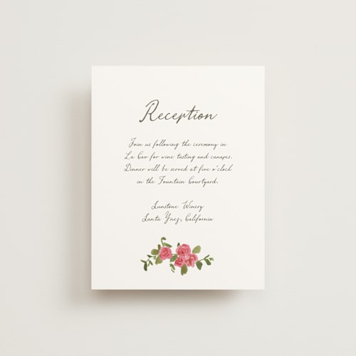 This is a azalea reception cards with standard by Everett Paper Goods called villa printing on signature in standard