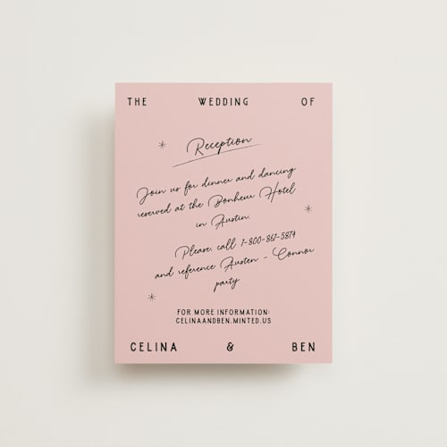 This is a linen reception cards with standard by Helena Vitto called modern fairy tale printing on signature in standard