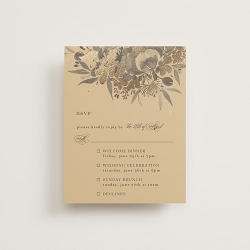 This is a cherry rsvp cards with foil pressed by Shannon Chen of Four Wet Feet Studio called happiness printing on signature in standard