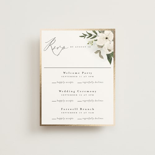 This is a vanilla rsvp cards with foil pressed by Susan Moyal called classic love printing on signature in standard