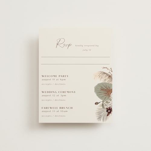 This is a dusk rsvp cards with foil pressed by Susan Moyal called jasmine printing on signature in standard