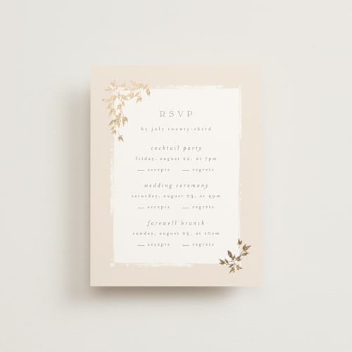 This is a latte rsvp cards with foil pressed by Kristie Kern called everly printing on signature in standard