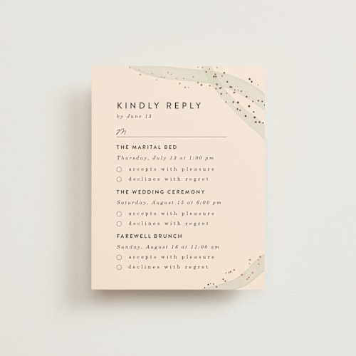 This is a linen rsvp cards with foil pressed by Maria Hilas-Louie called stefana printing on signature in standard