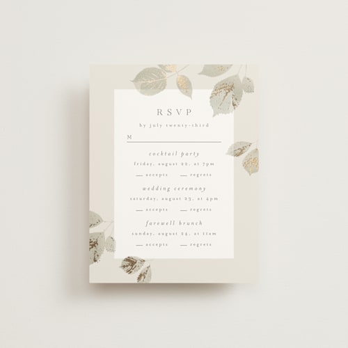 This is a meadow rsvp cards with foil pressed by Kristie Kern called sonnet printing on signature in standard