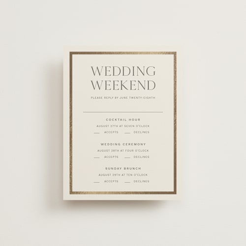 This is a hope floats rsvp cards with foil pressed by Design Lotus called mon amour printing on signature in standard