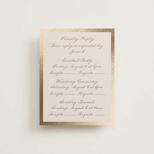 This is a dew rsvp cards with foil pressed by Petra Kern called mountain love printing on signature in standard