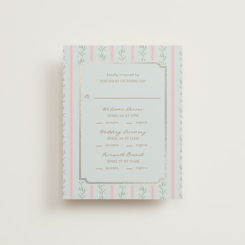 This is a hummingbird rsvp cards with foil pressed by Claudia Orengo called castle printing on signature in standard