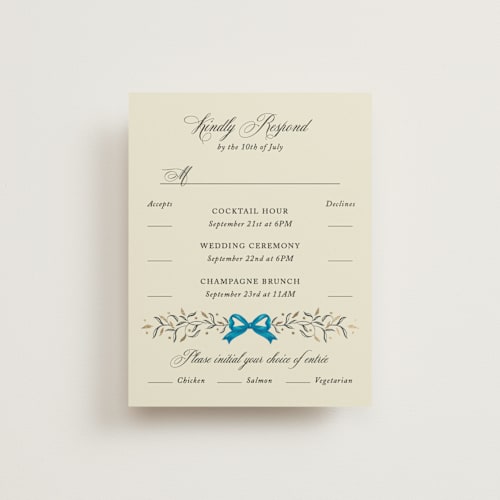 This is a marine rsvp cards with foil pressed by Jackie Crawford called josephine printing on signature in standard