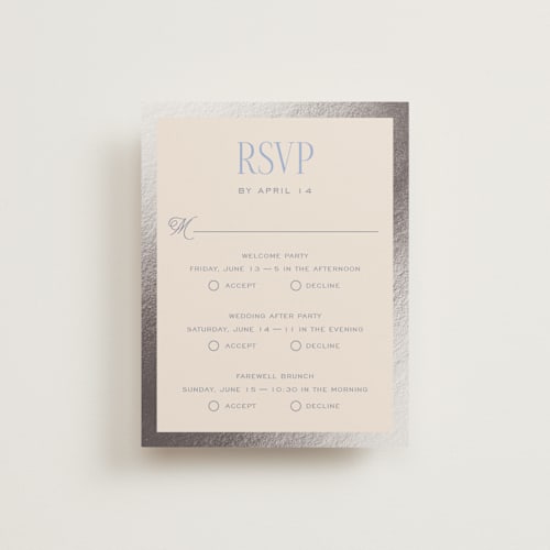This is a canopy rsvp cards with foil pressed by Pixel and Hank called threaded printing on signature in standard