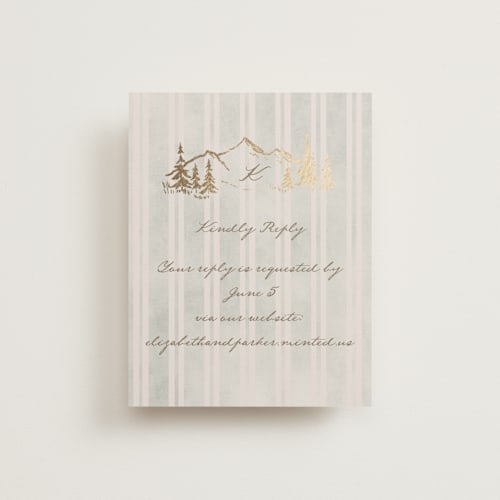 This is a dew rsvp cards with foil pressed by Petra Kern called mountain love printing on signature in standard