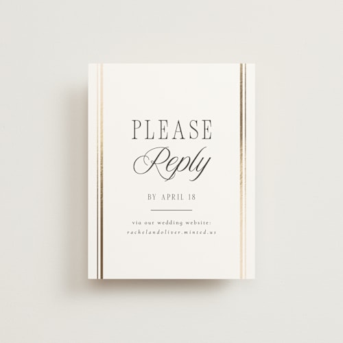 This is a pearl rsvp cards with foil pressed by Nicole Walsh called side stripe printing on signature in standard