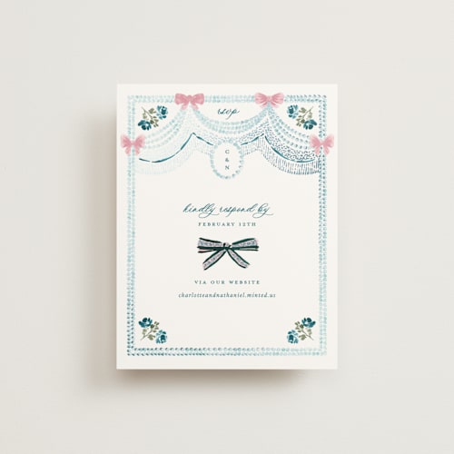 This is a indicolite rsvp cards with foil pressed by Claudia Orengo called tuileries printing on signature in standard