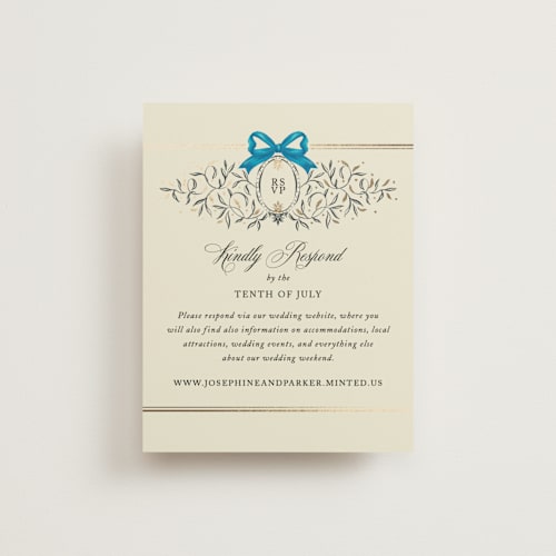 This is a marine rsvp cards with foil pressed by Jackie Crawford called josephine printing on signature in standard